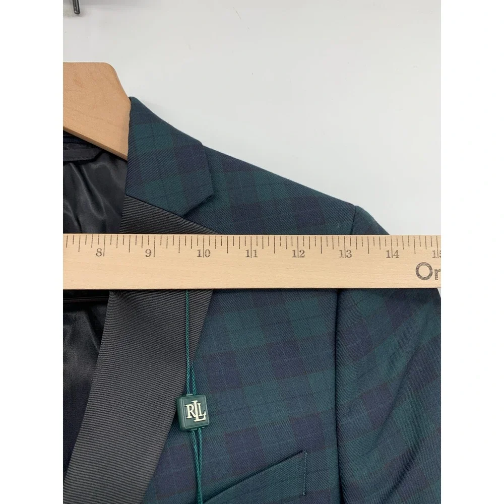 Ralph Lauren Blazer Jacket Boys 10R Green Blue Plaid Tuxedo Christmas NEW